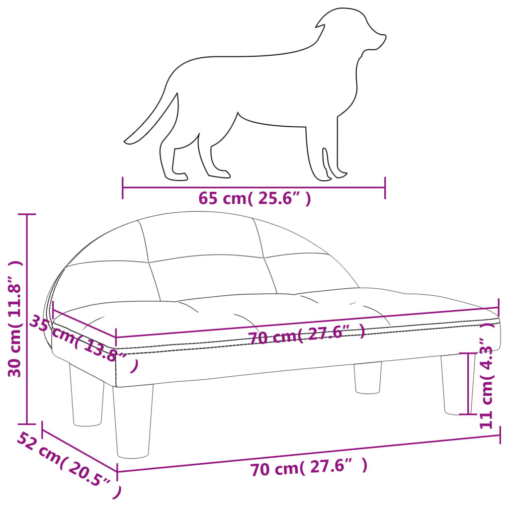 vidaXL Krevet za pse smeđi 70x52x30 cm baršunasti