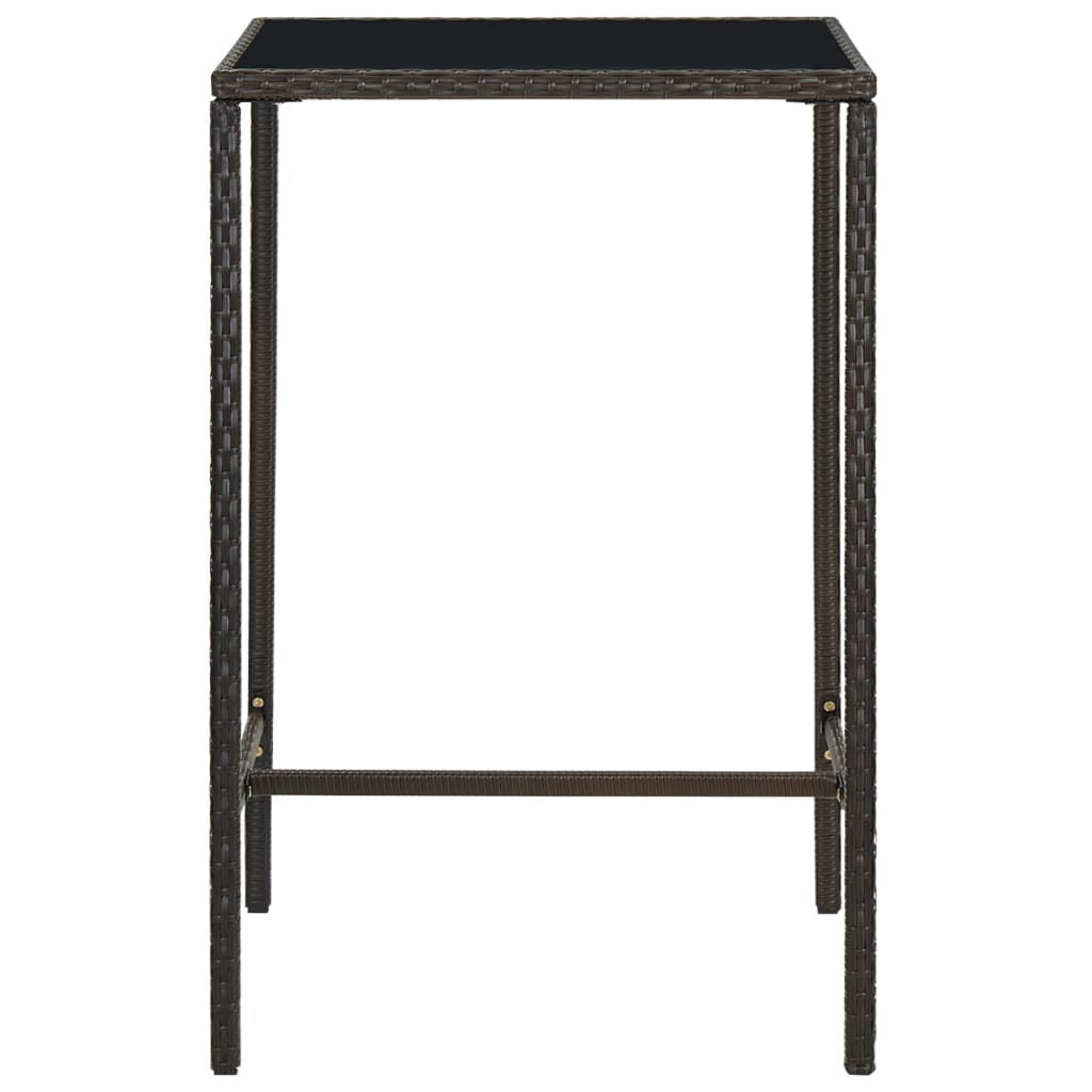 vidaXL Vrtni barski stol smeđi 70 x 70 x 110 cm od poliratana i stakla