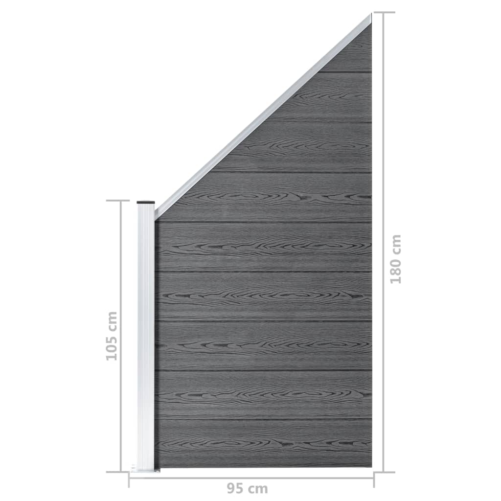 vidaXL Set WPC ograda 2 kvadratne + 1 kosa 446 x 186 cm sivi