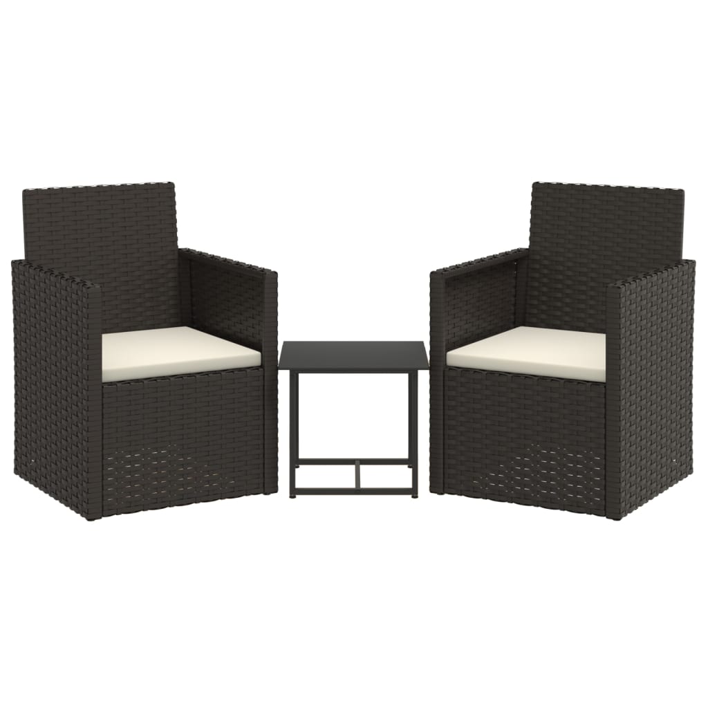 vidaXL 3-dijelni set vanjskih sofa od poliratana s jastucima crni