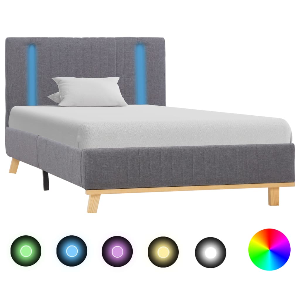 vidaXL Okvir za krevet od tkanine LED svjetlosivi 100 x 200 cm