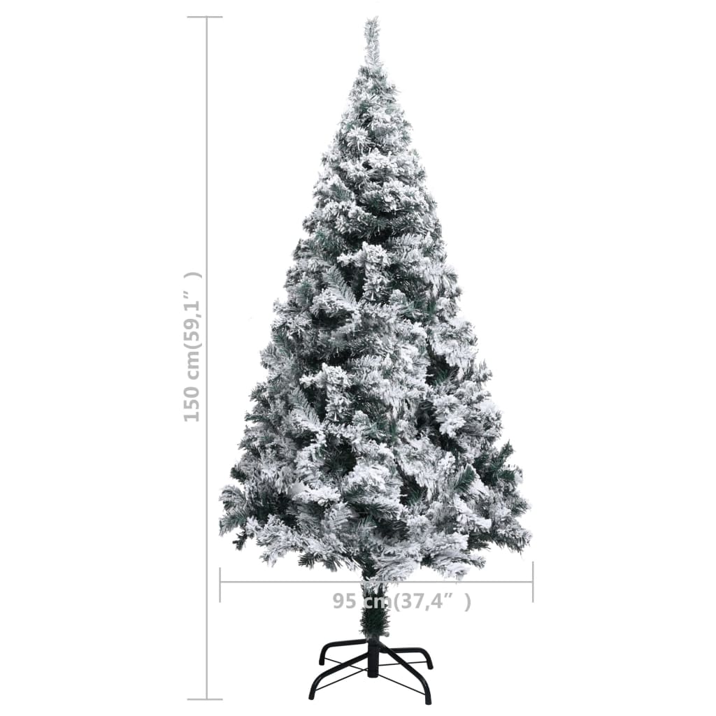vidaXL Umjetno božićno drvce sa snijegom zeleno 150 cm PVC