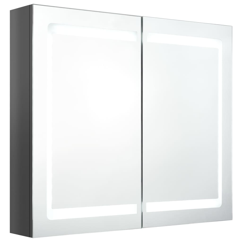 vidaXL LED kupaonski ormarić s ogledalom sjajni sivi 80 x 12 x 68 cm