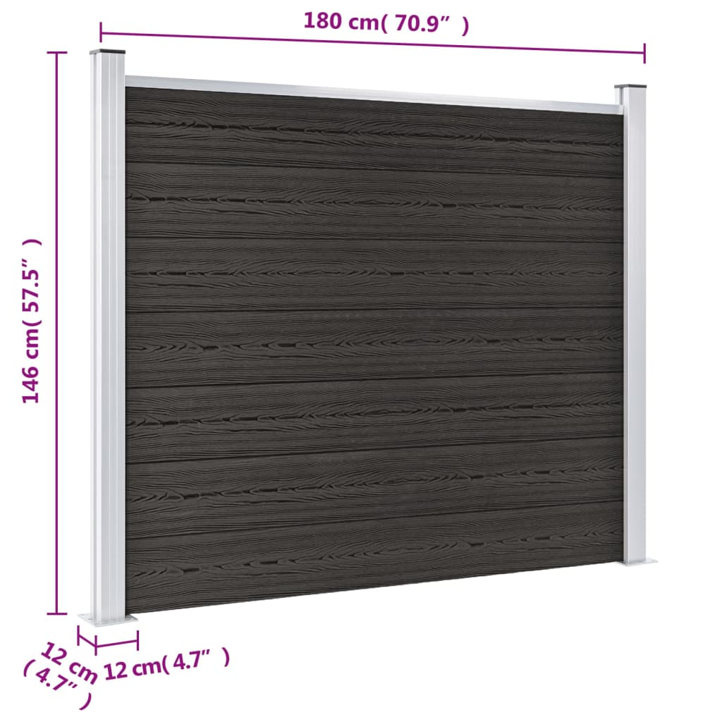 vidaXL Panel za ogradu WPC 180 x 146 cm sivi