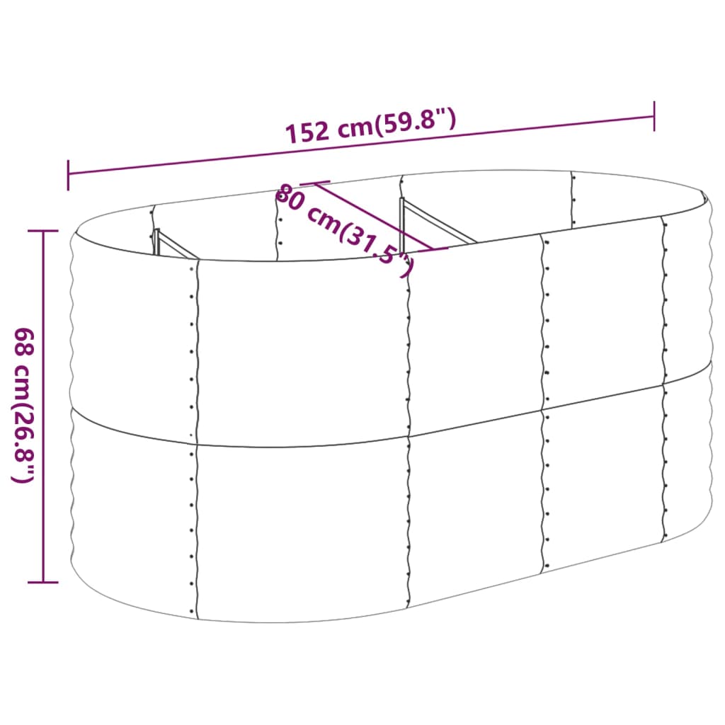 vidaXL Povišena vrtna gredica od čelika 152x80x68 cm sivi