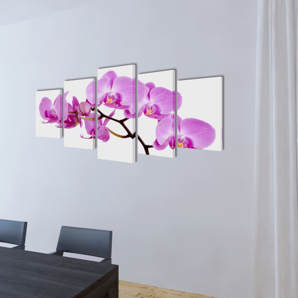 Zidne Slike na Platnu Set s Printom Orhideja 100 x 50 cm