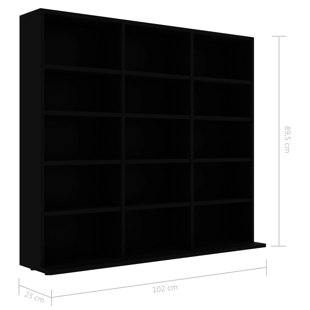 vidaXL Ormarić za CD-ove crni 102 x 23 x 89,5 cm konstruirano drvo