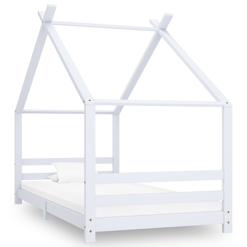 vidaXL Okvir za dječji krevet od masivne borovine bijeli 90 x 200 cm