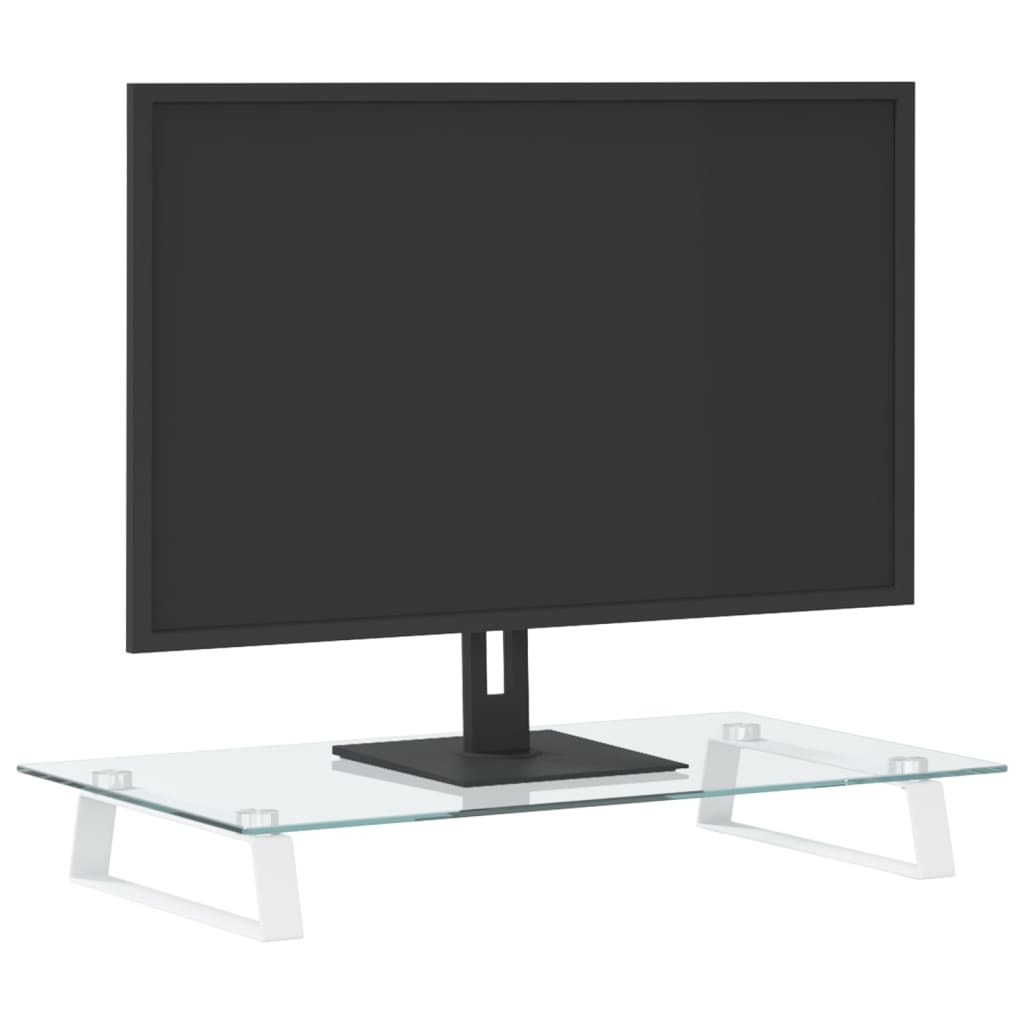 vidaXL Stalak za monitor bijeli 60 x 35 x 8 cm kaljeno staklo i metal