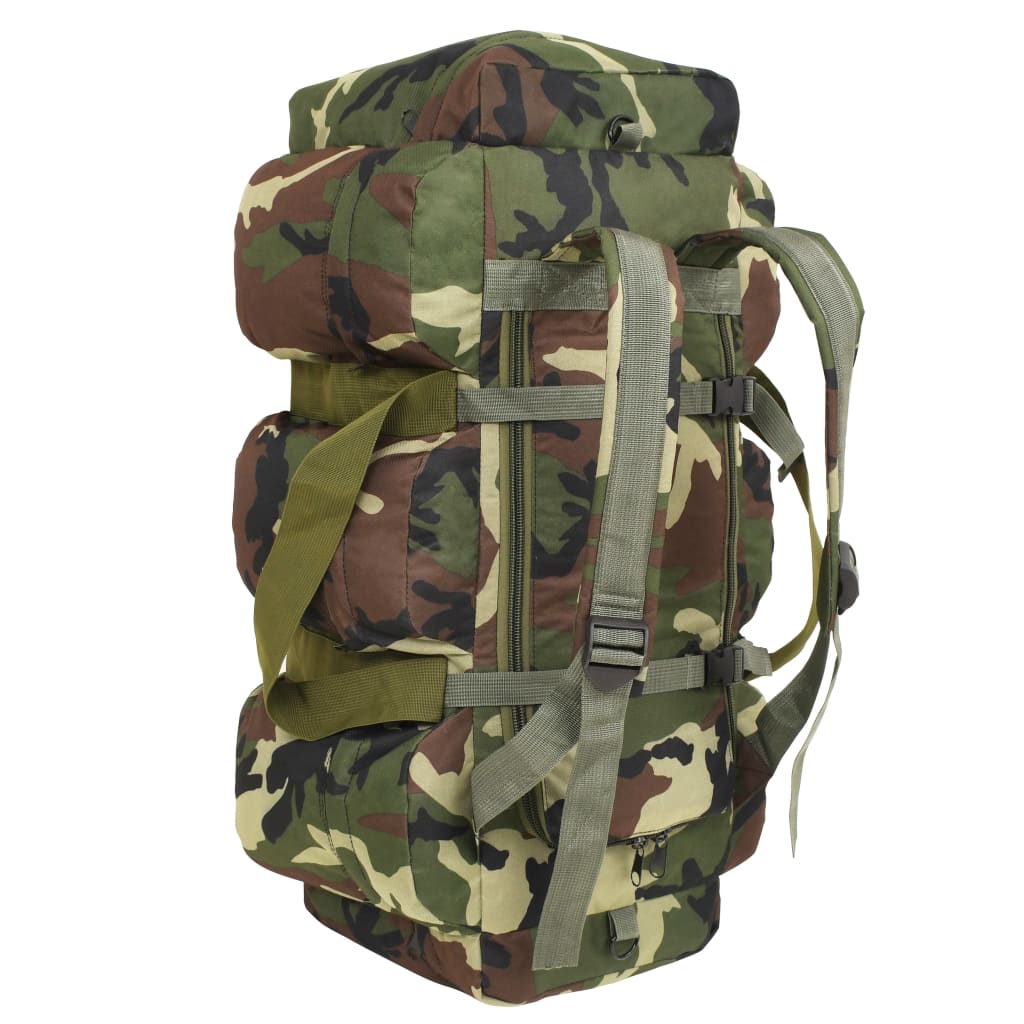 vidaXL 3-u-1 torba u vojničkom stilu 90 L maskirna