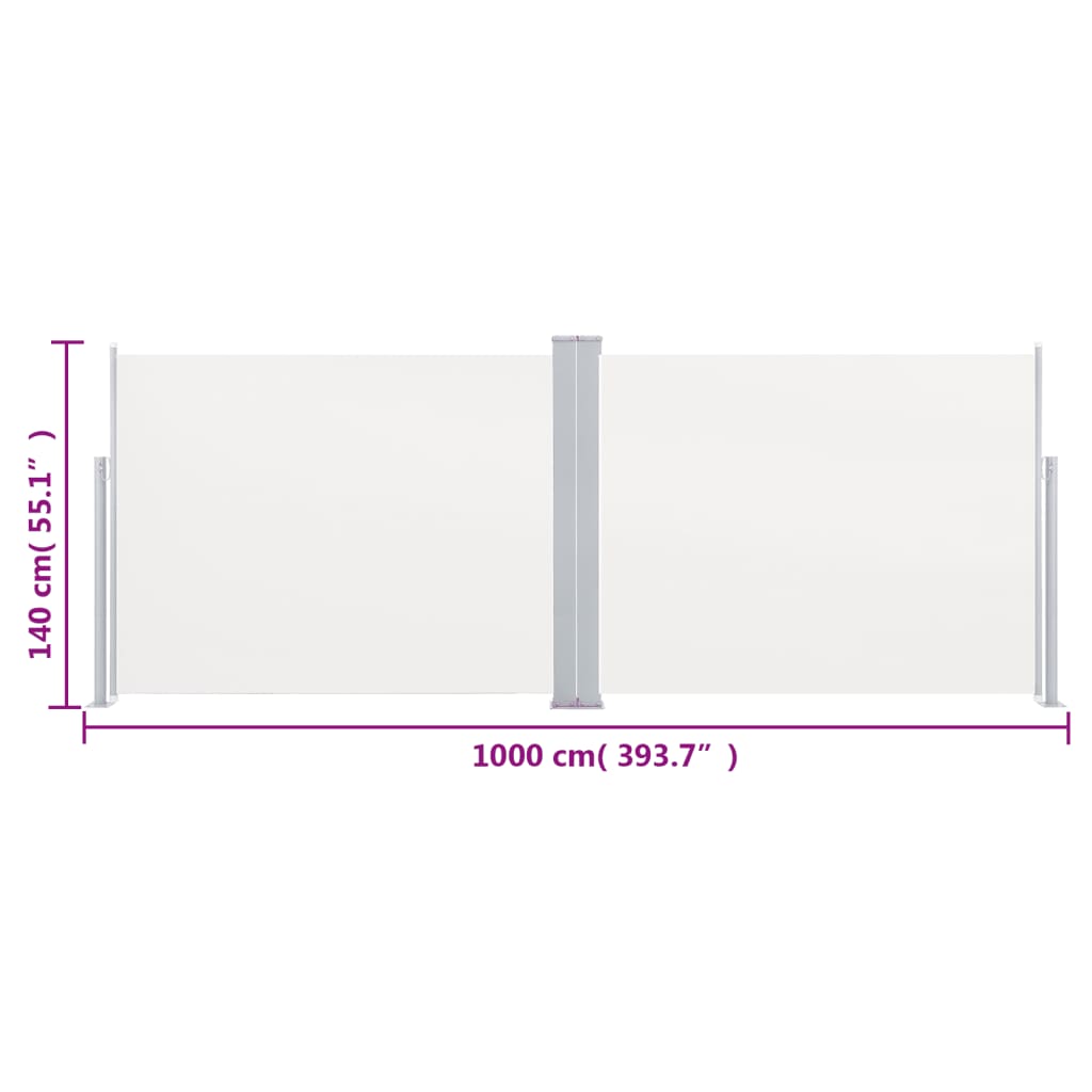 vidaXL Uvlačiva bočna tenda 140 x 1000 cm krem