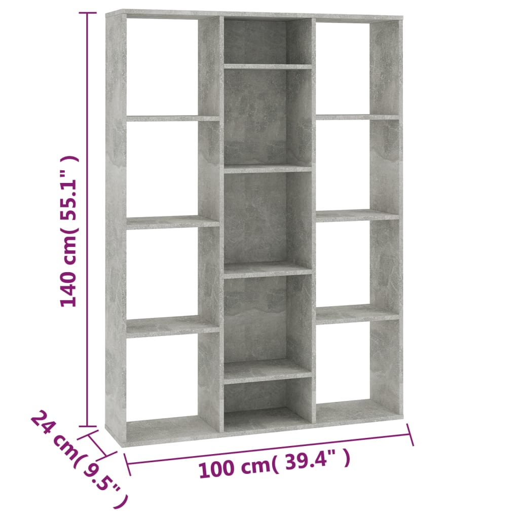 vidaXL Sobna pregrada / ormarić siva boja betona 100x24x140 cm iverica