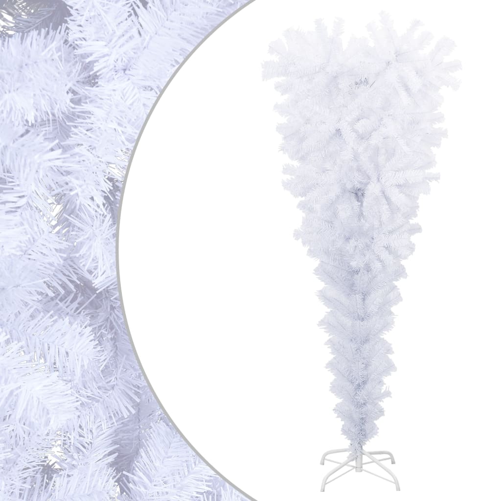 vidaXL Naopako umjetno božićno drvce sa stalkom bijelo 150 cm