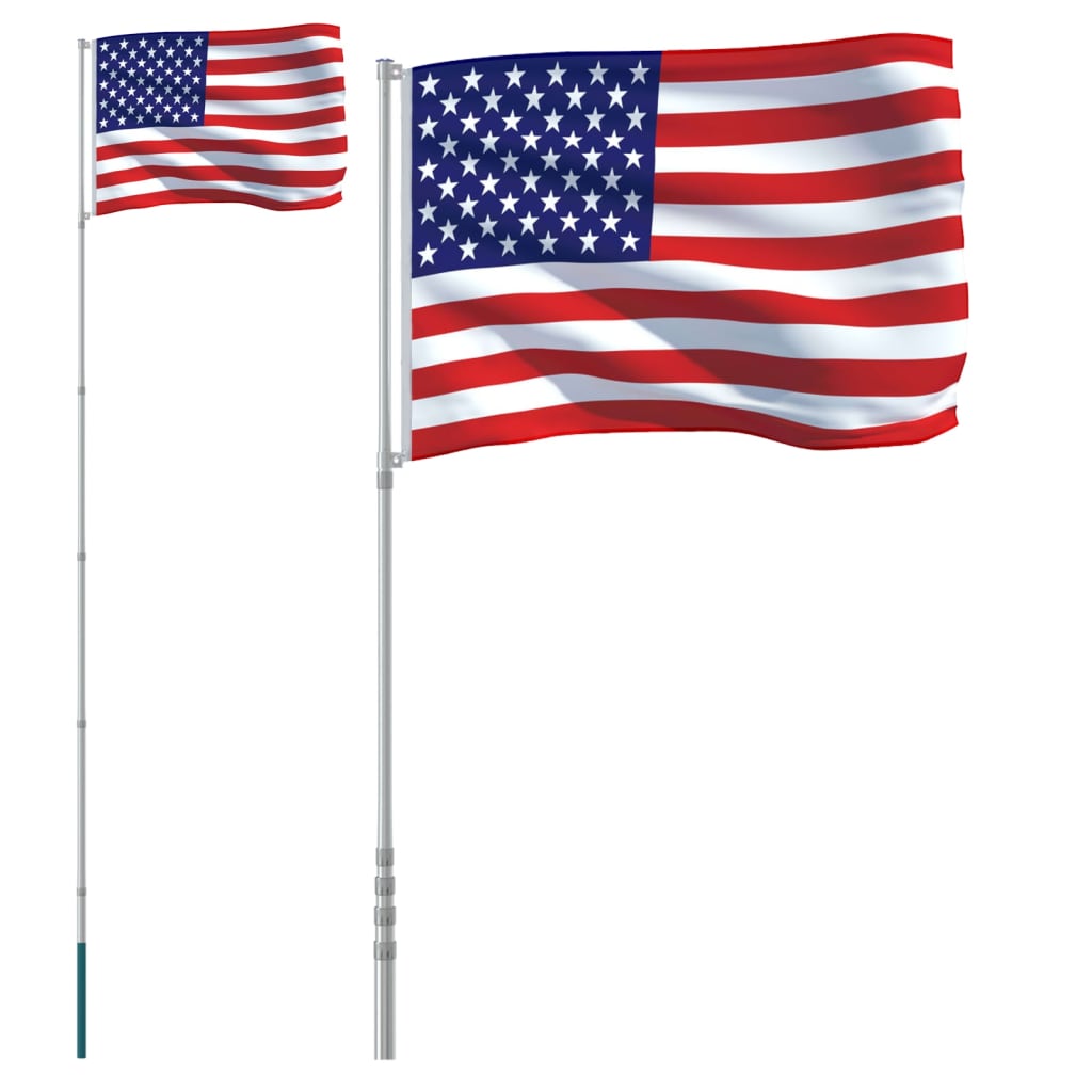 vidaXL Zastava Sjedinjenih Država i jarbol 5,5 m aluminijski