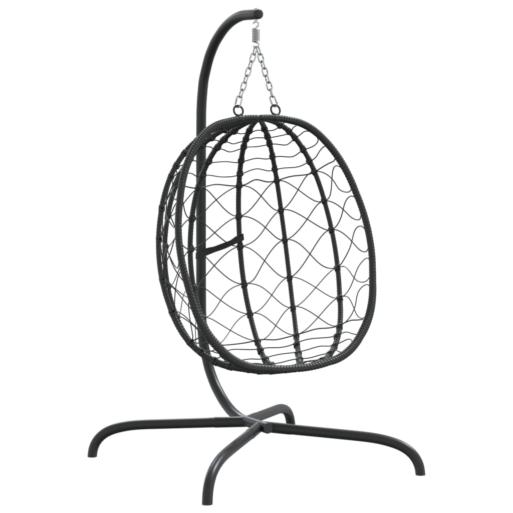vidaXL Viseća stolica jaje s jastukom antracit od poliratana i čelika