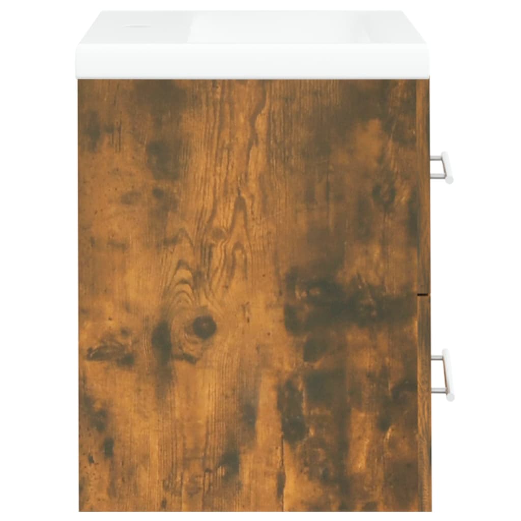 vidaXL Ormarić s ugrađenim umivaonikom boja dimljenog hrasta drveni