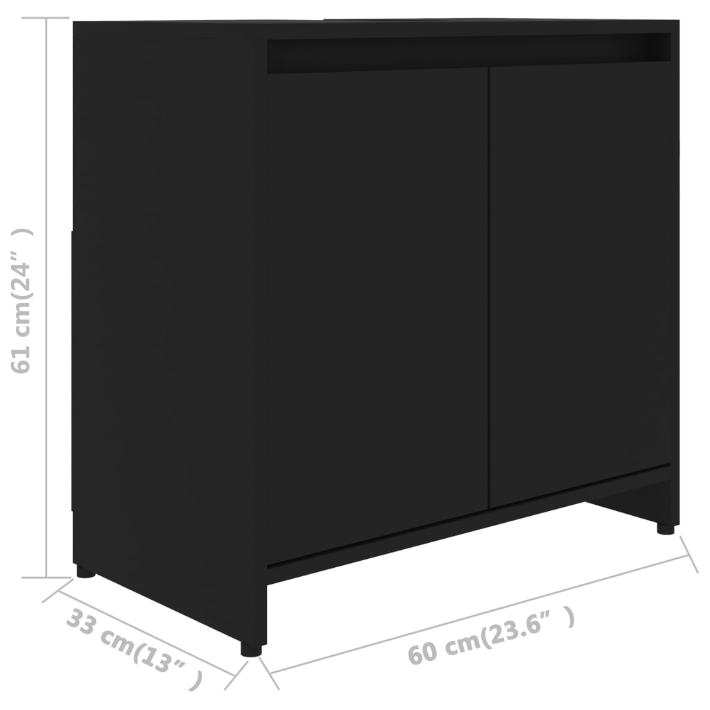 vidaXL Kupaonski ormarić crni 60 x 33 x 61 cm od konstruiranog drva