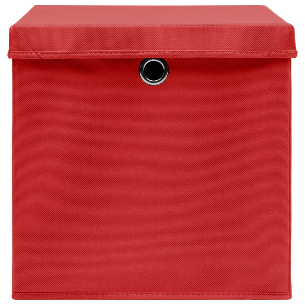 vidaXL Kutije za pohranu i poklopci 10 kom crvene 32x32x32 cm tkanina