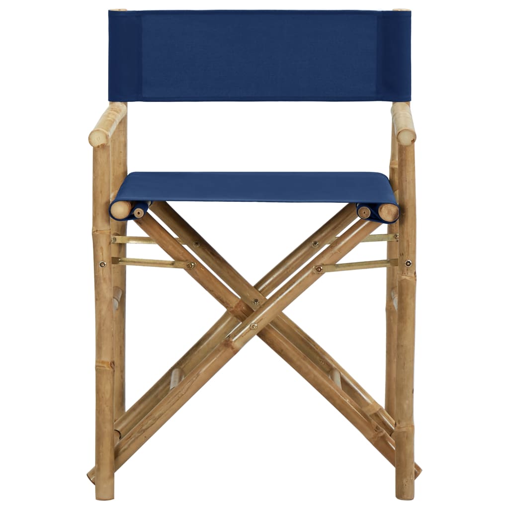 vidaXL Sklopive redateljske stolice od bambusa i tkanine 2 kom plave