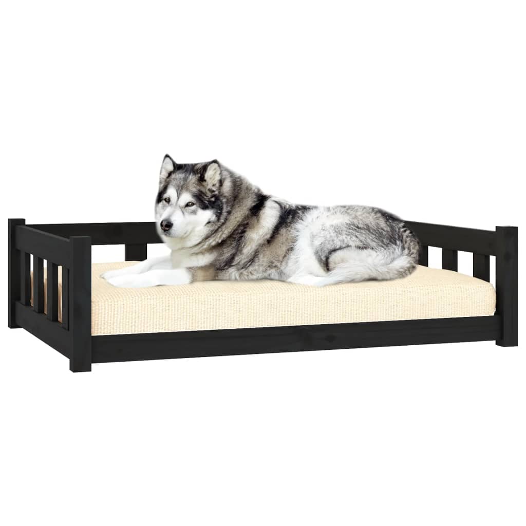 vidaXL Krevet za pse crni 105,5 x 75,5 x 28 cm od masivne borovine