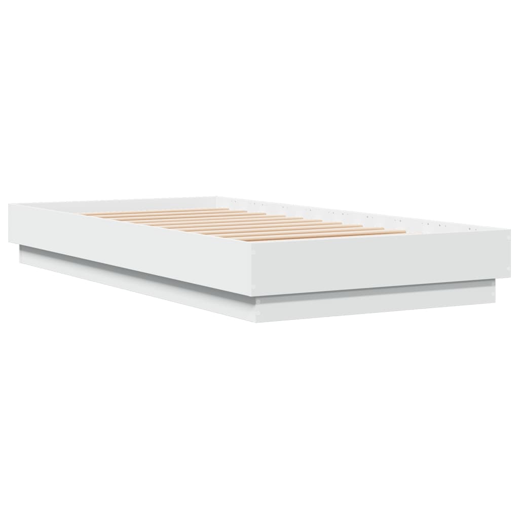 vidaXL Okvir za krevet s LED svjetlima bijeli 90 x 190 cm