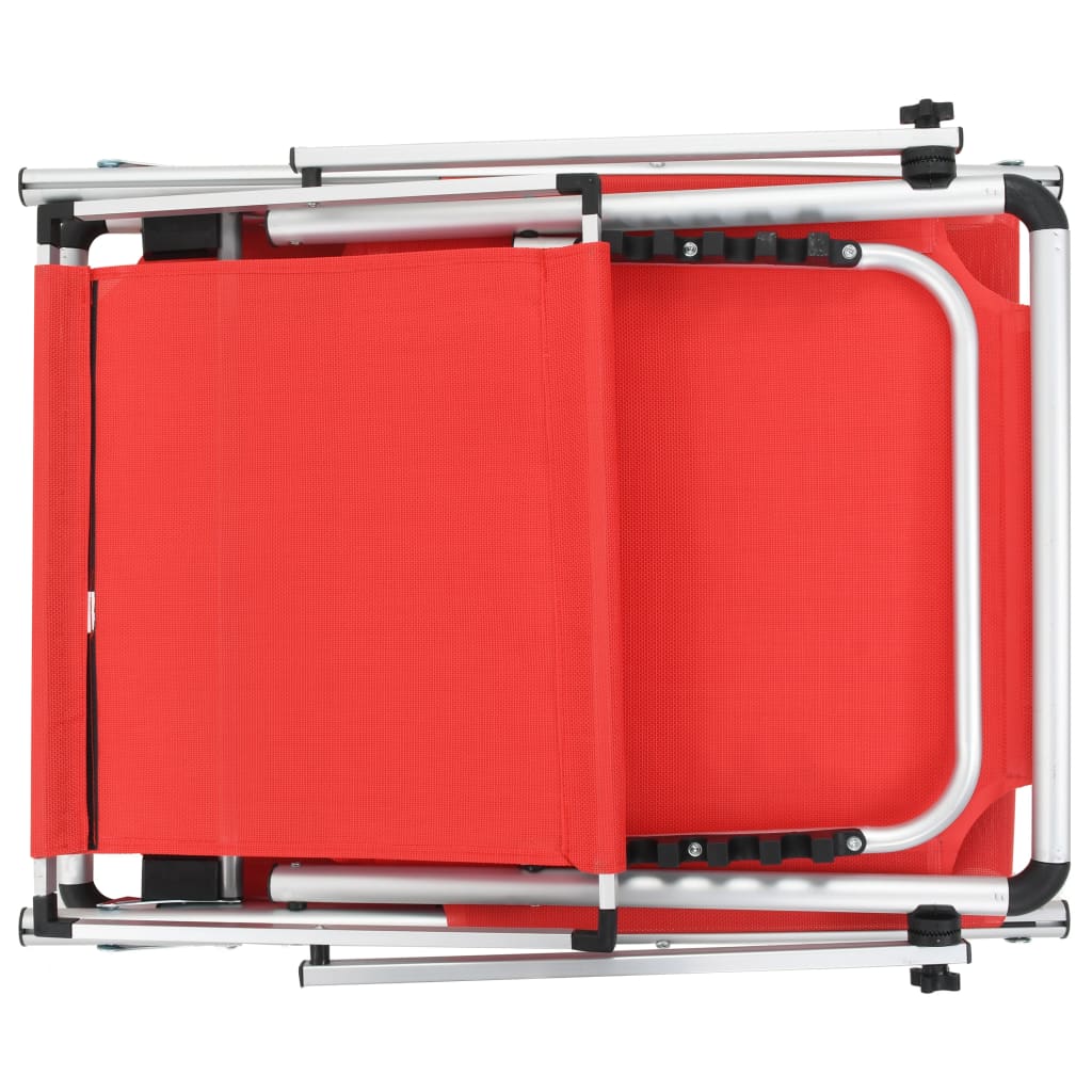 vidaXL Sklopiva ležaljka s krovom od aluminija i tekstilena crvena