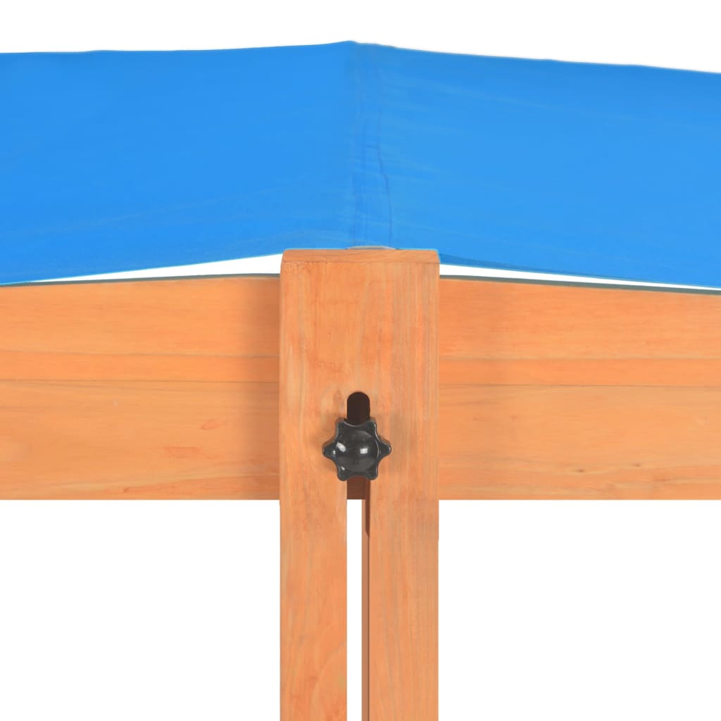 vidaXL Pješčanik od jelovine s podesivim krovom 115 x 115 x 115 cm