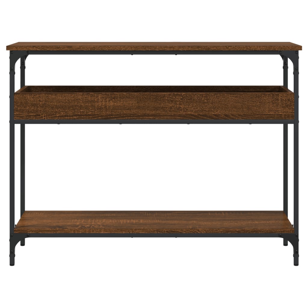 vidaXL Konzolni stol s policama smeđa boja hrasta 100x29x75 cm drveni