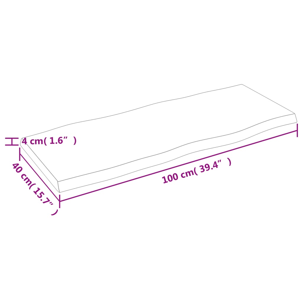 vidaXL Stolna ploča 100x40x(2-4) cm od hrastovine sa živim rubom