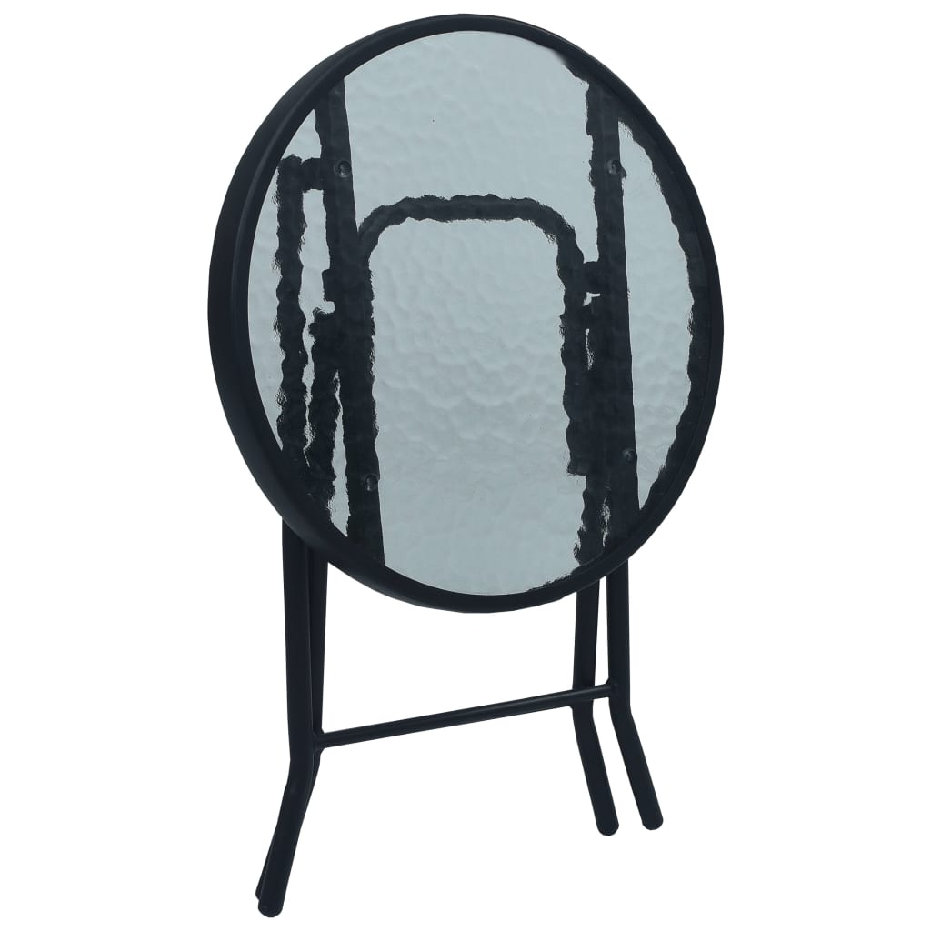 vidaXL Bistro stol crni 40 x 46 cm od čelika i stakla