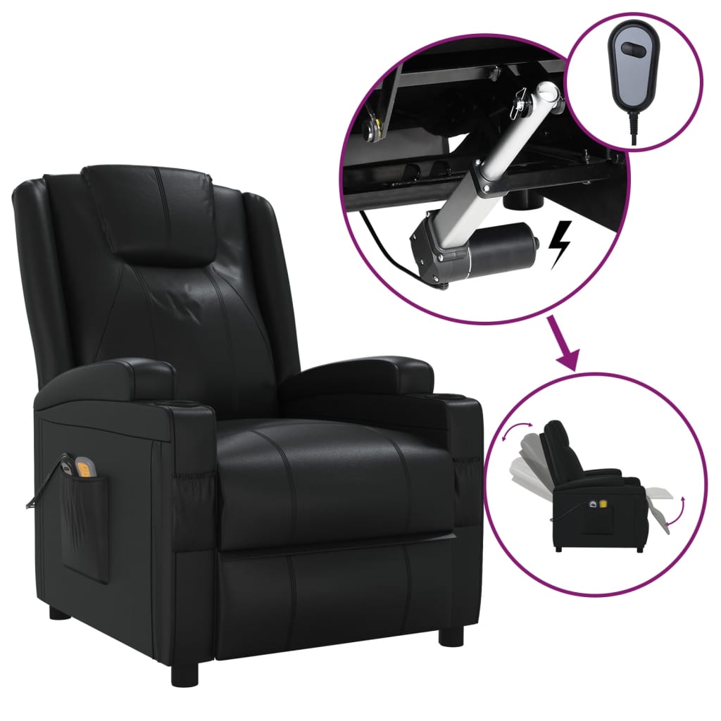 vidaXL Električna masažna fotelja od umjetne kože crna