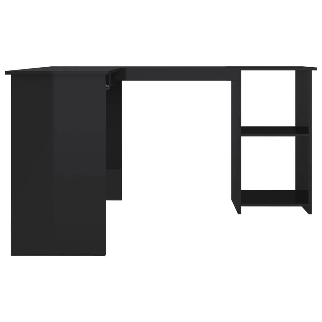 vidaXL Kutni radni stol visoki sjaj crni 120 x 140 x 75 cm od iverice
