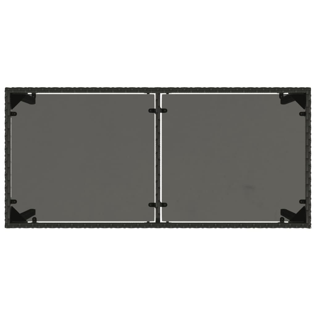 vidaXL Vrtni stol sa staklenom pločom crni 115x54x74 cm od poliratana