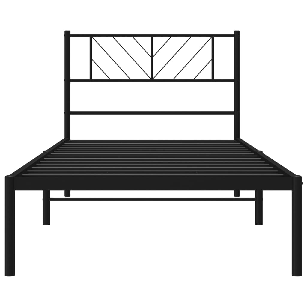vidaXL Metalni okvir za krevet s uzglavljem crni 75x190 cm