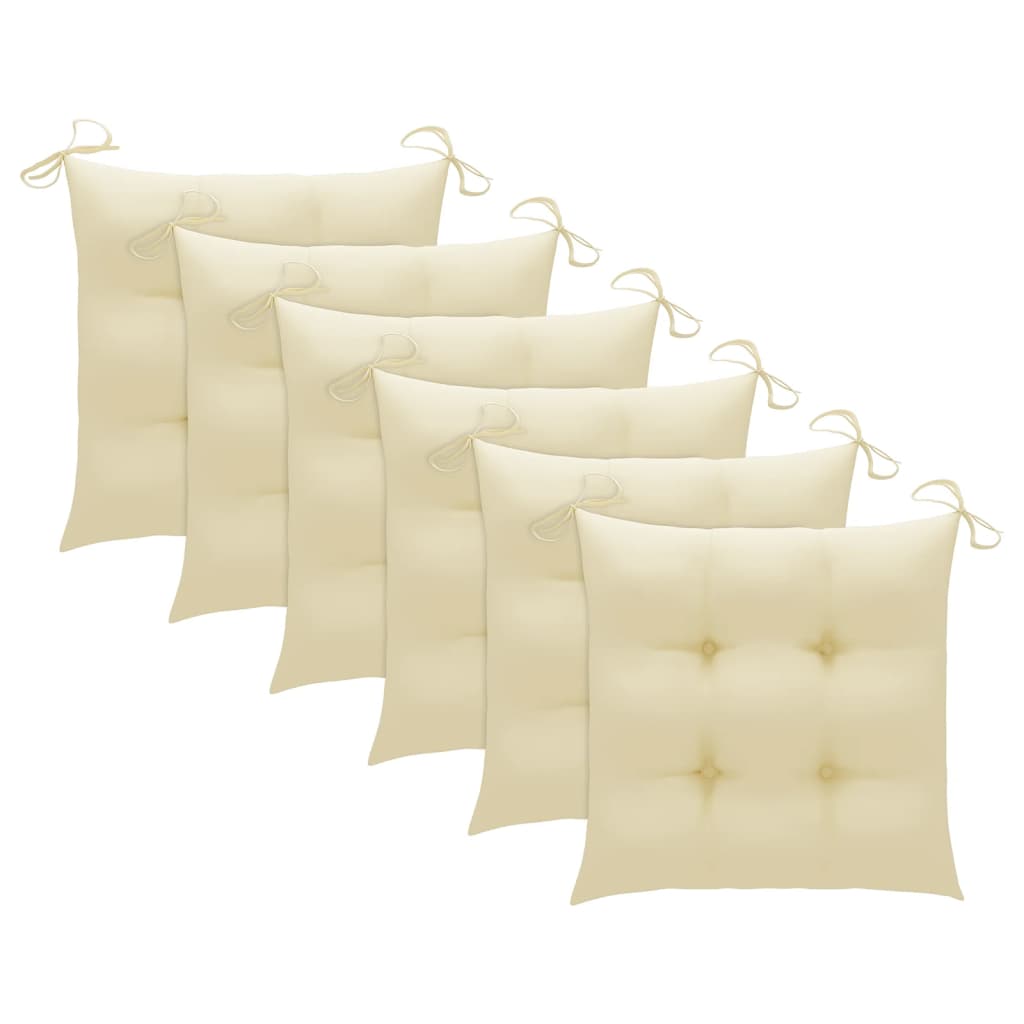 vidaXL Složive vrtne stolice s jastucima 6 kom od masivne tikovine