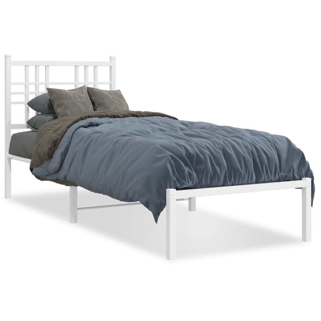 vidaXL Metalni okvir za krevet s uzglavljem bijeli 80x200 cm