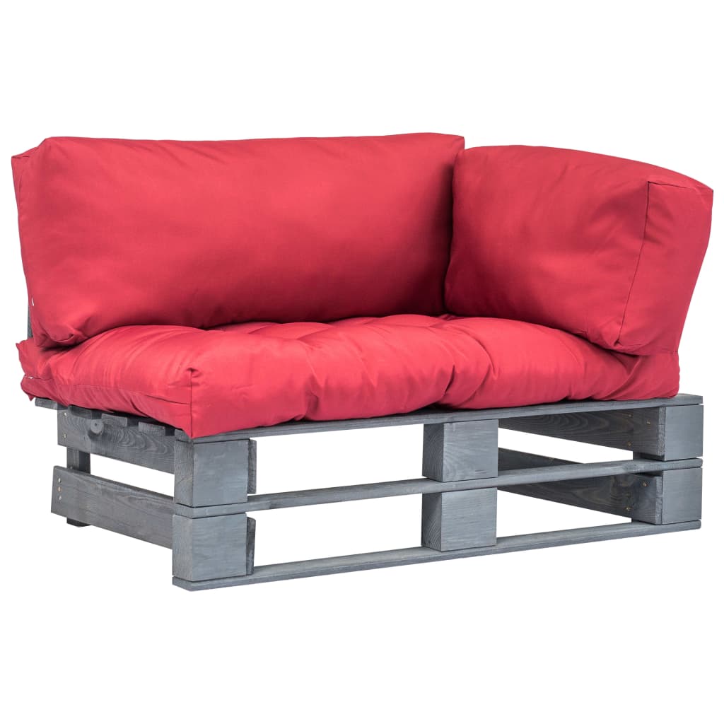 vidaXL Vrtna sofa od paleta od borovine s crvenim jastucima