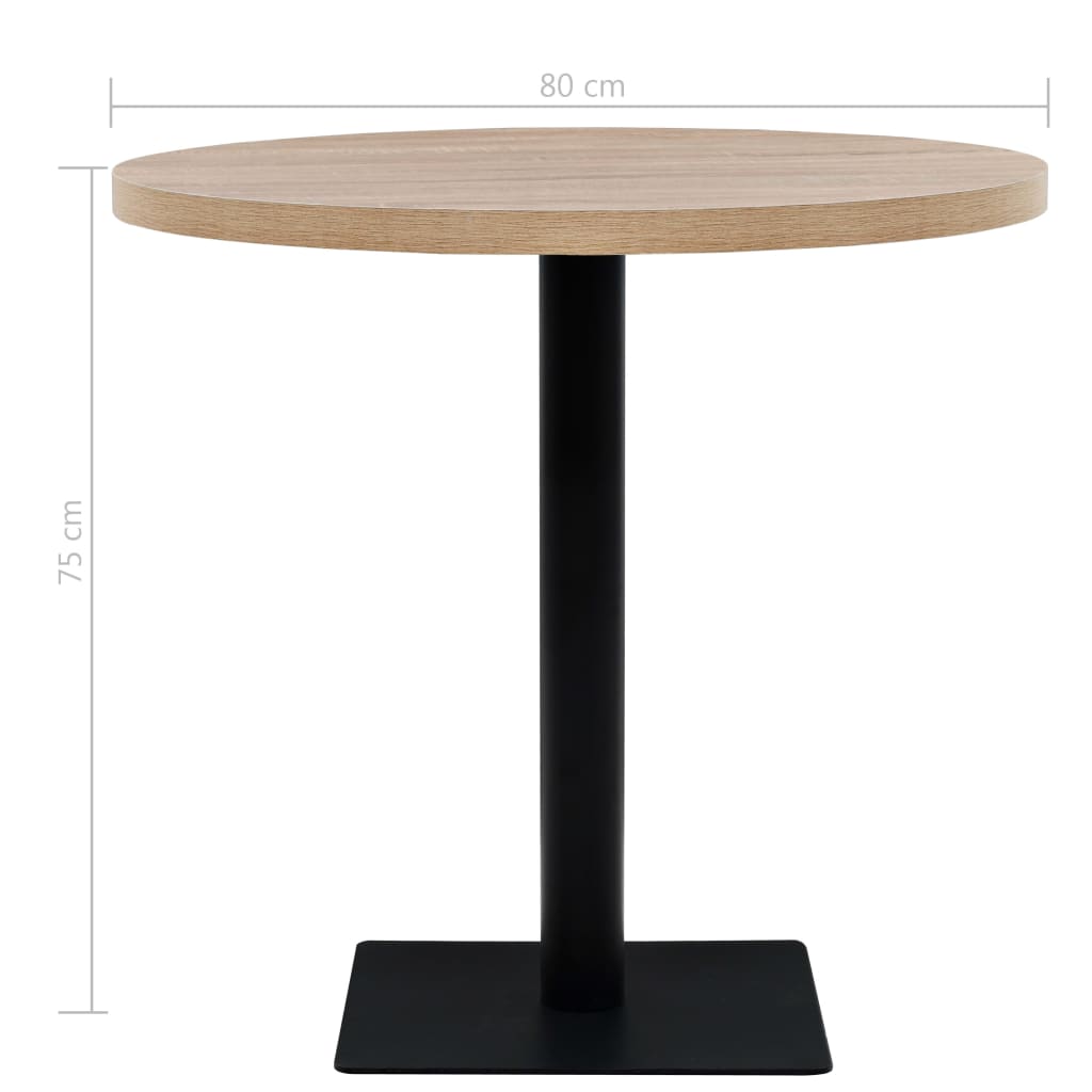 vidaXL Okrugli stol za bistro od MDF-a i čelika 80x75 cm boja hrasta