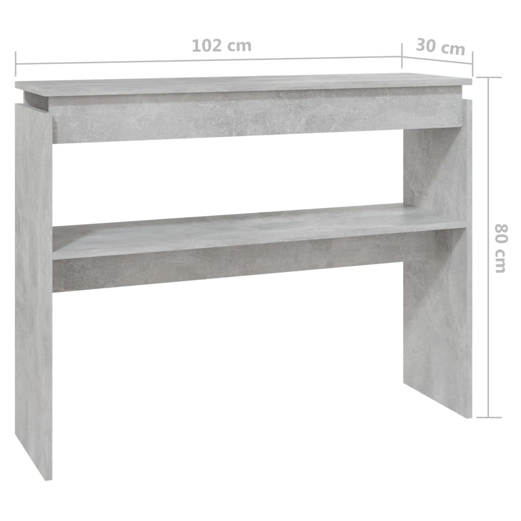 vidaXL Konzolni stol siva boja betona 102 x 30 x 80 cm od iverice