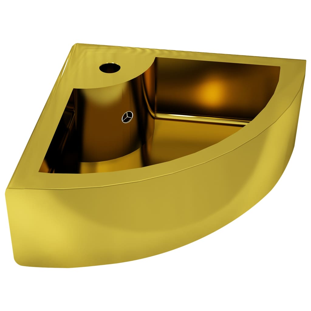 vidaXL Umivaonik sa zaštitom od prelijevanja 45x32x12,5 cm keramički zlatni