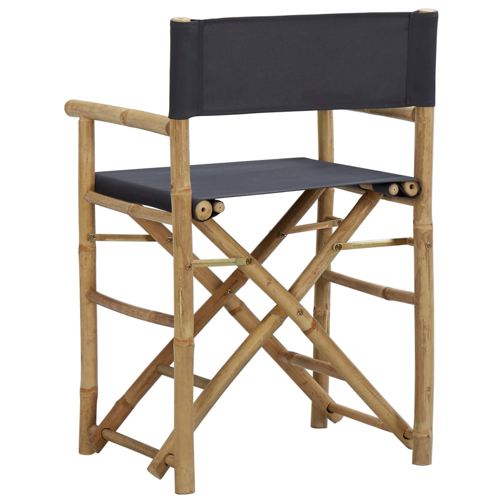 vidaXL Sklopive redateljske stolice tamnosive 2 kom bambus i tkanina