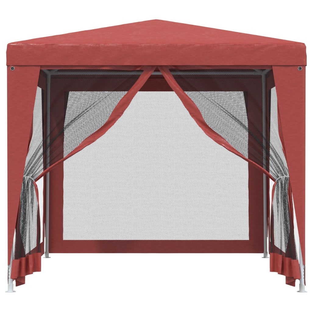 vidaXL Šator za zabave s 4 mrežasta bočna zida crveni 2,5 x 2,5 m HDPE