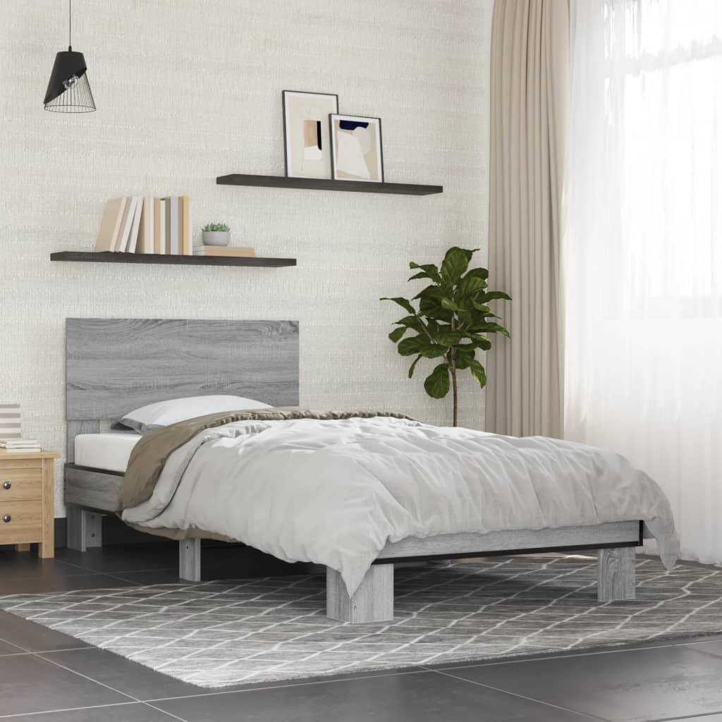 vidaXL Okvir za krevet boja hrasta 90x200 cm konstruirano drvo i metal