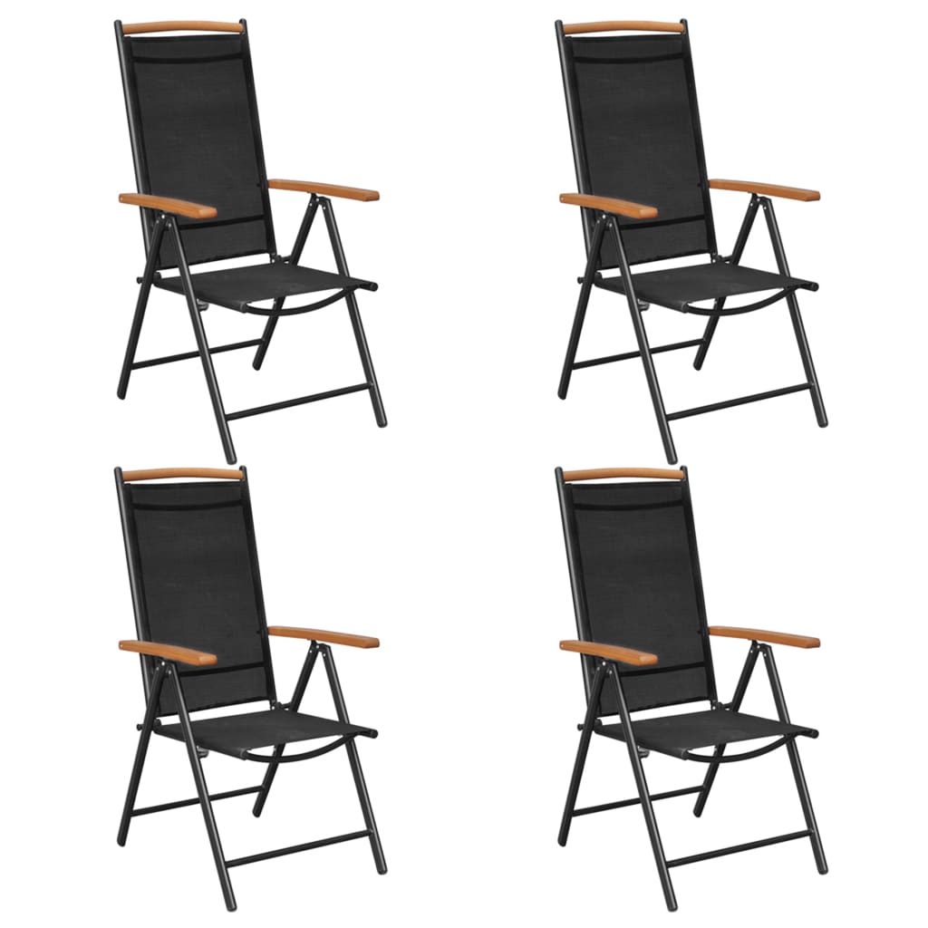 vidaXL Sklopive vrtne stolice 4 kom od aluminija i tekstilena crne