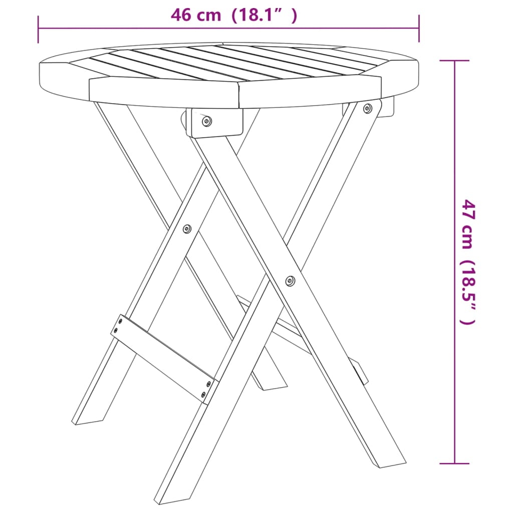 vidaXL Bistro stol Ø 46 x 47 cm od masivnog bagremovog drva