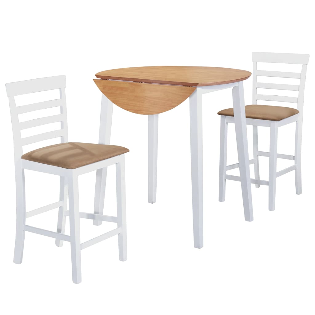 vidaXL 3-dijelni barski set stola i stolica od masivnog drva smeđe-bijeli