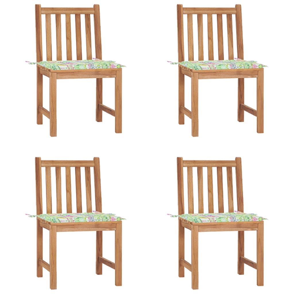 vidaXL Vrtne stolice s jastucima 4 kom od masivne tikovine