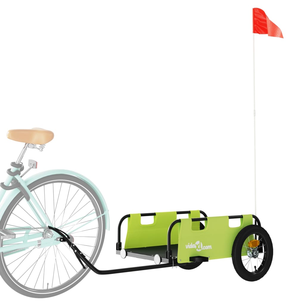 vidaXL Prikolica za bicikl zelena od tkanine Oxford i željeza