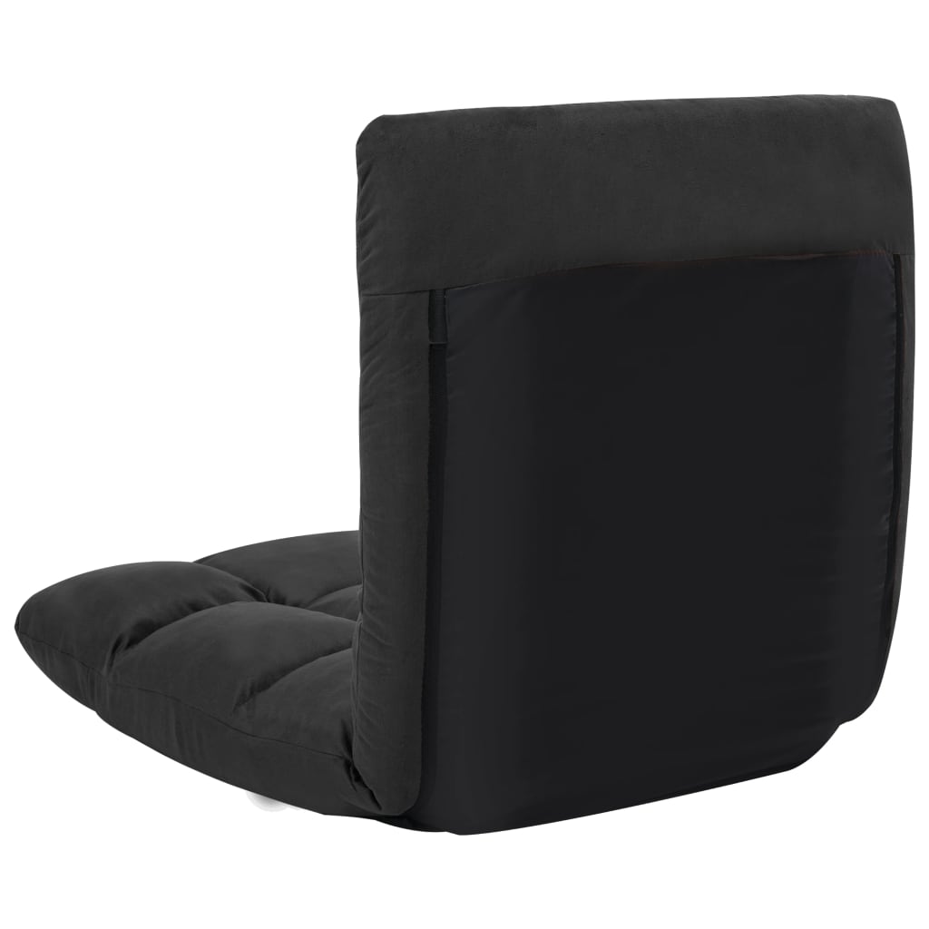 vidaXL Sklopiva podna stolica od mikrovlakana crna
