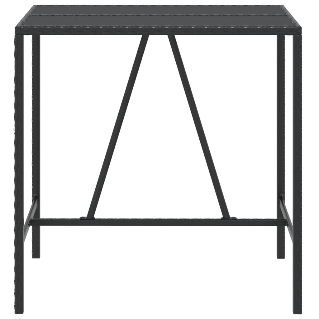 vidaXL Barski stol sa staklenom pločom crni 110x70x110 cm poliratan